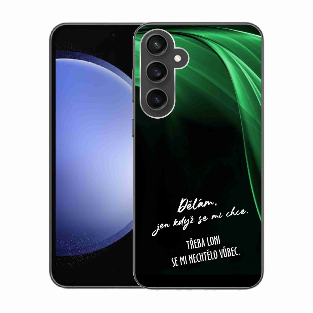Gelový kryt mmCase na Samsung Galaxy S23 FE - vtipný text 12 černé pozadí