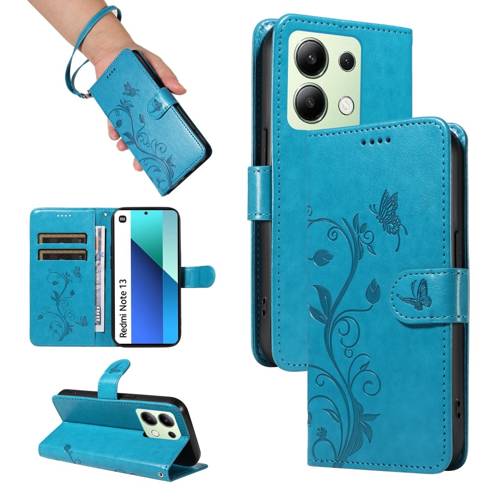 Flower knížkové pouzdro na Xiaomi Redmi Note 13 - modré