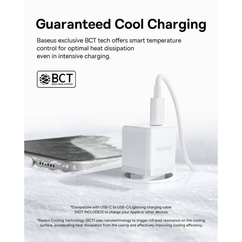 Baseus Palm Fast Nabíječka USB-C 20W + Datový Kabel USB-C/USB-C 1m White