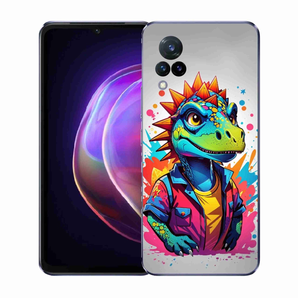 Gelový kryt mmCase na Vivo V21 4G/5G - barevný dinosaurus