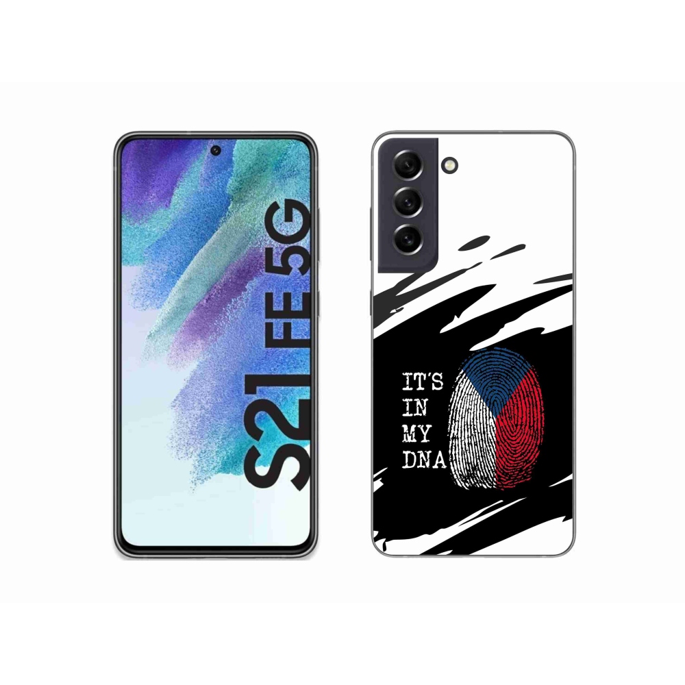 Gelový kryt mmCase na Samsung Galaxy S21 FE 5G - vlajka otisk prstu černobílé pozadí