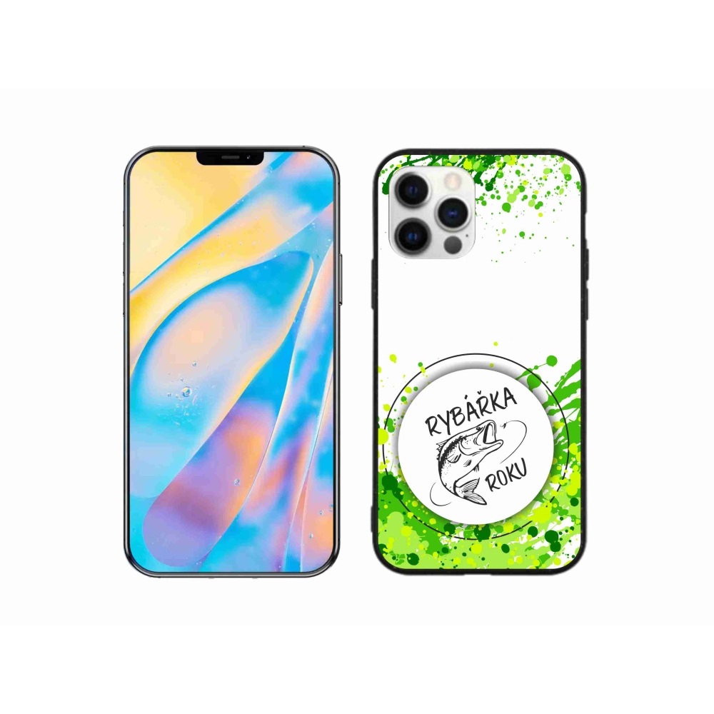 Gelový kryt mmCase na iPhone 12 - rybářka roku bílé pozadí