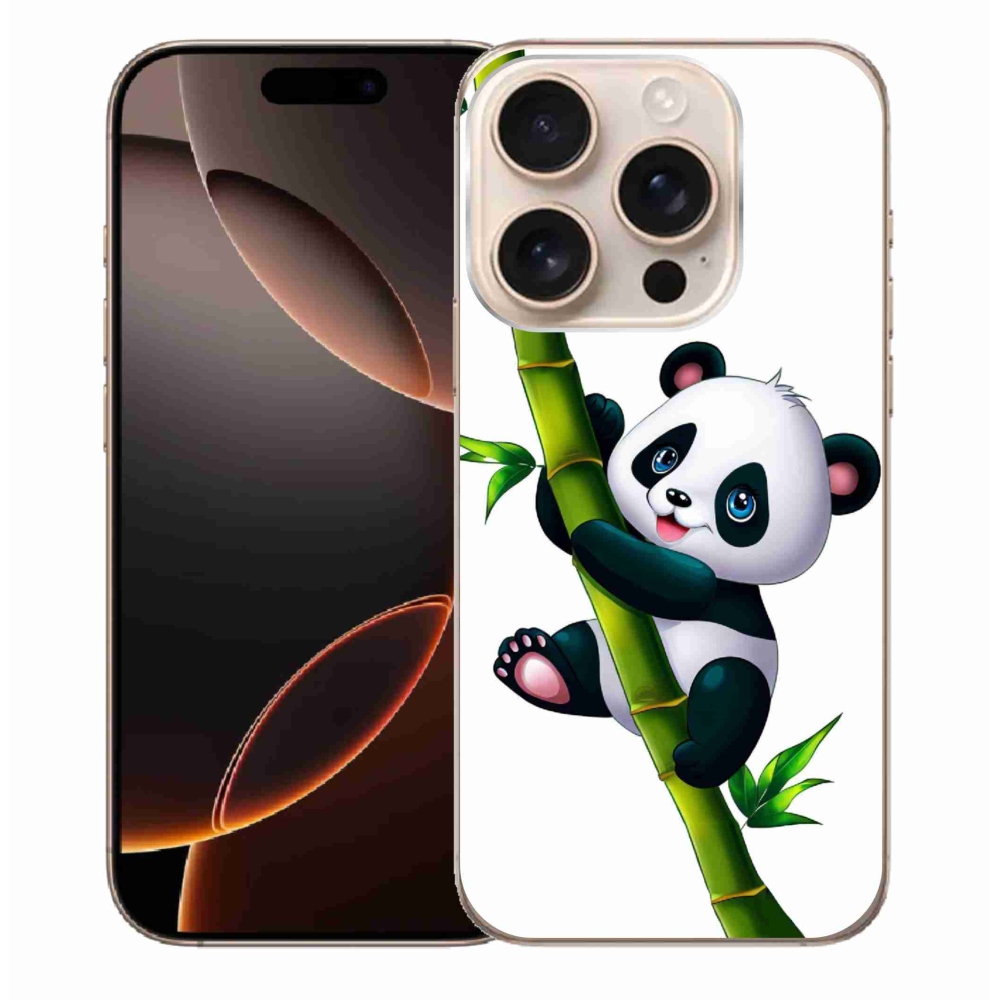 Gelový kryt mmCase na iPhone 16 Pro Max - panda na bambusu