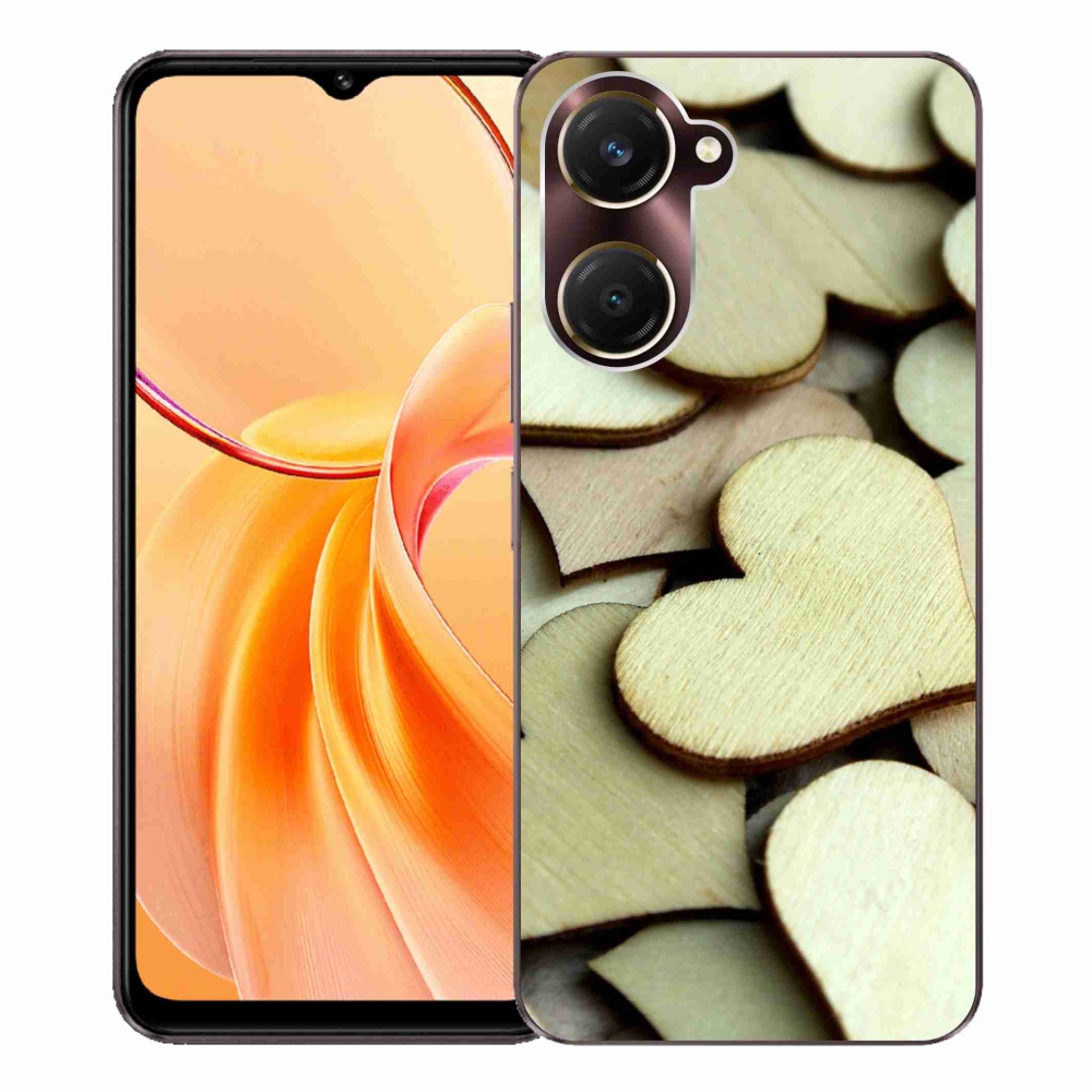 Gelový kryt mmCase na Vivo Y28s 5G - dřevěná srdíčka