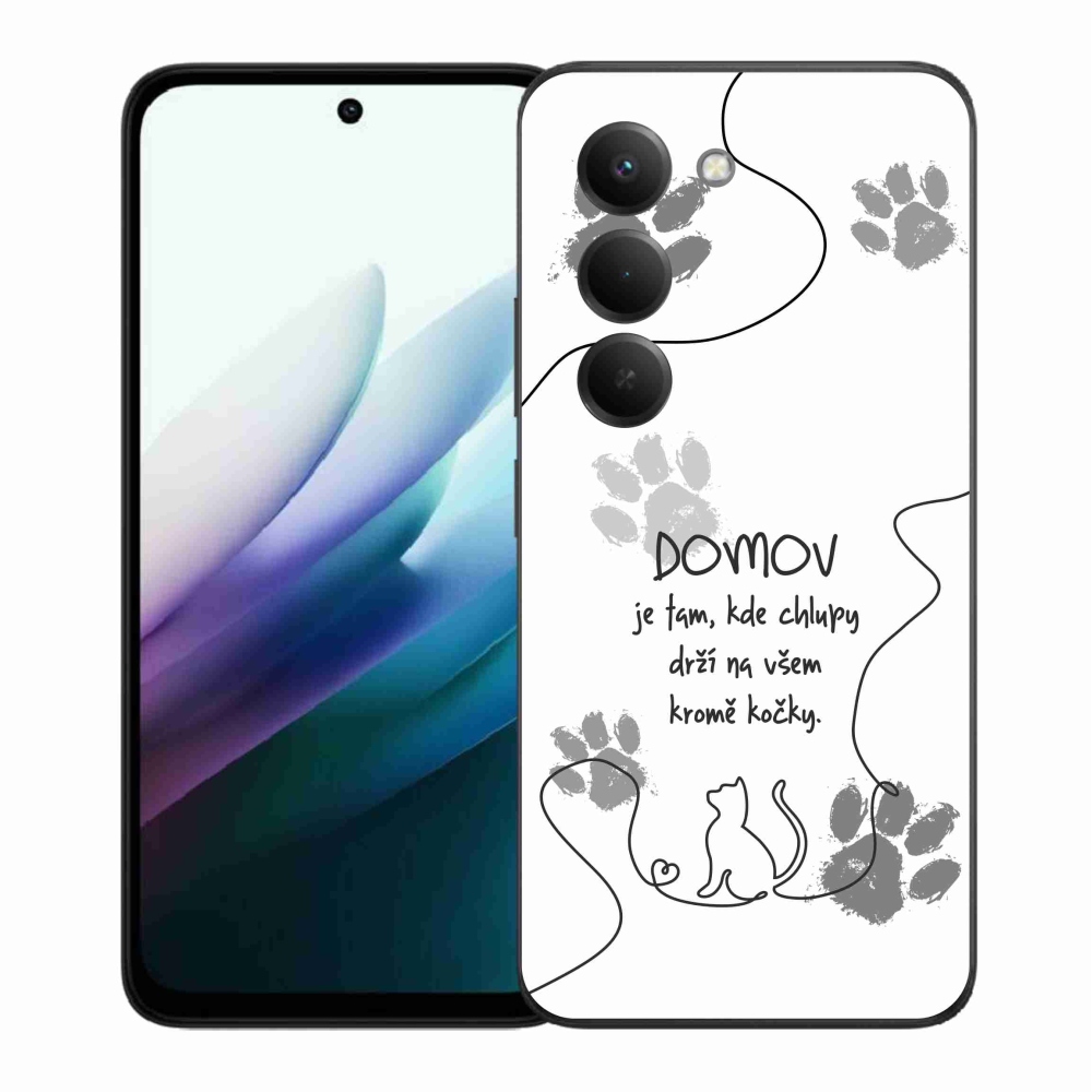 Gelový kryt mmCase na Xiaomi Redmi 15 4G/5G (171mm) - kočičí motiv bílé pozadí