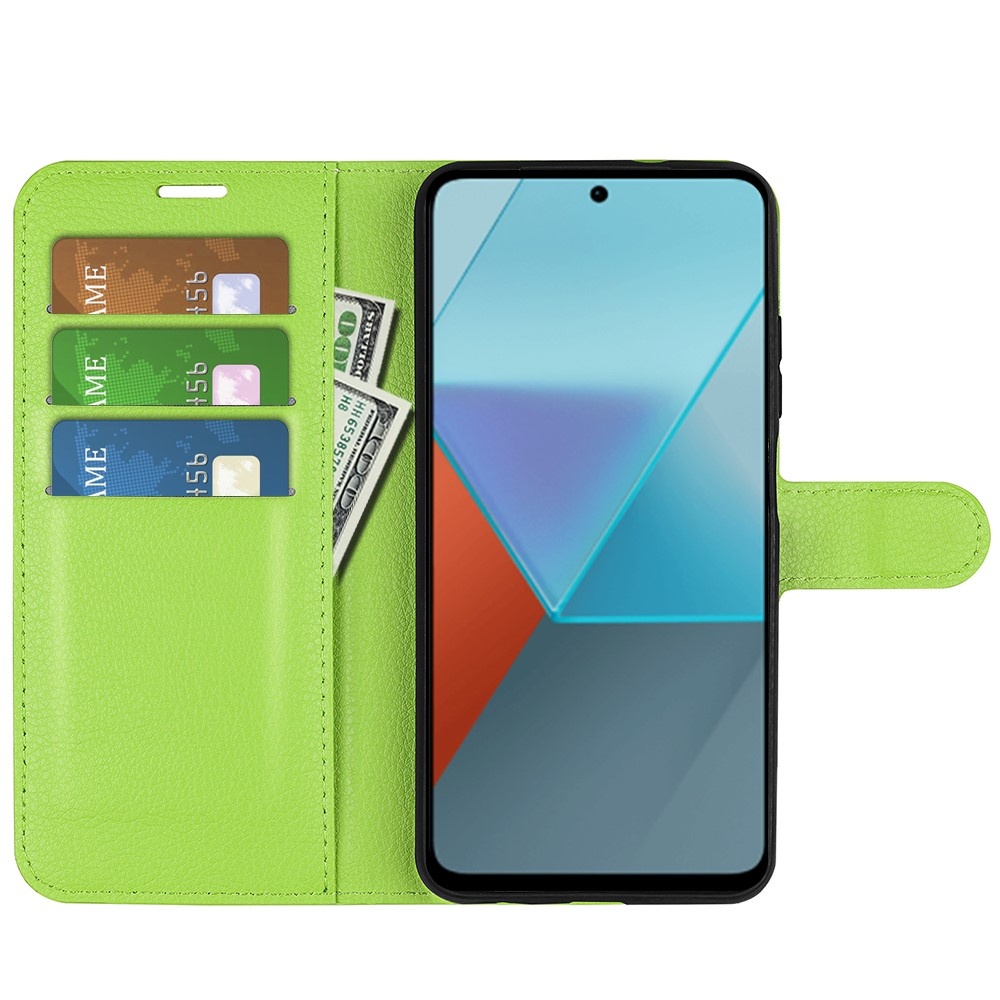 Litchi knížkové pouzdro na Xiaomi Redmi Note 13 Pro 5G/Poco X6 5G - zelené