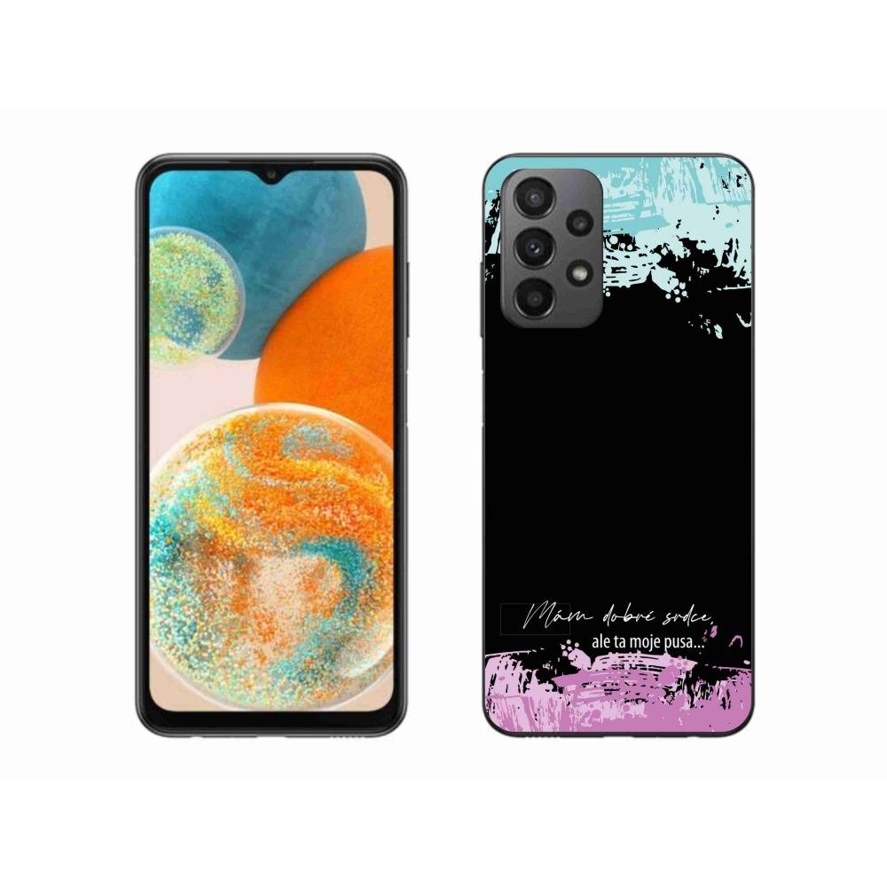 Gelový kryt mmCase na Samsung Galaxy A23 4G/5G - vtipný text 3 černé pozadí