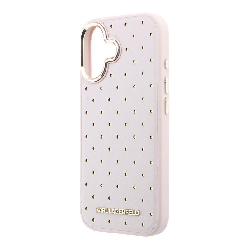 Karl Lagerfeld PU Perforated Gold Dots MagSafe Zadní Kryt pro iPhone 17 Pink