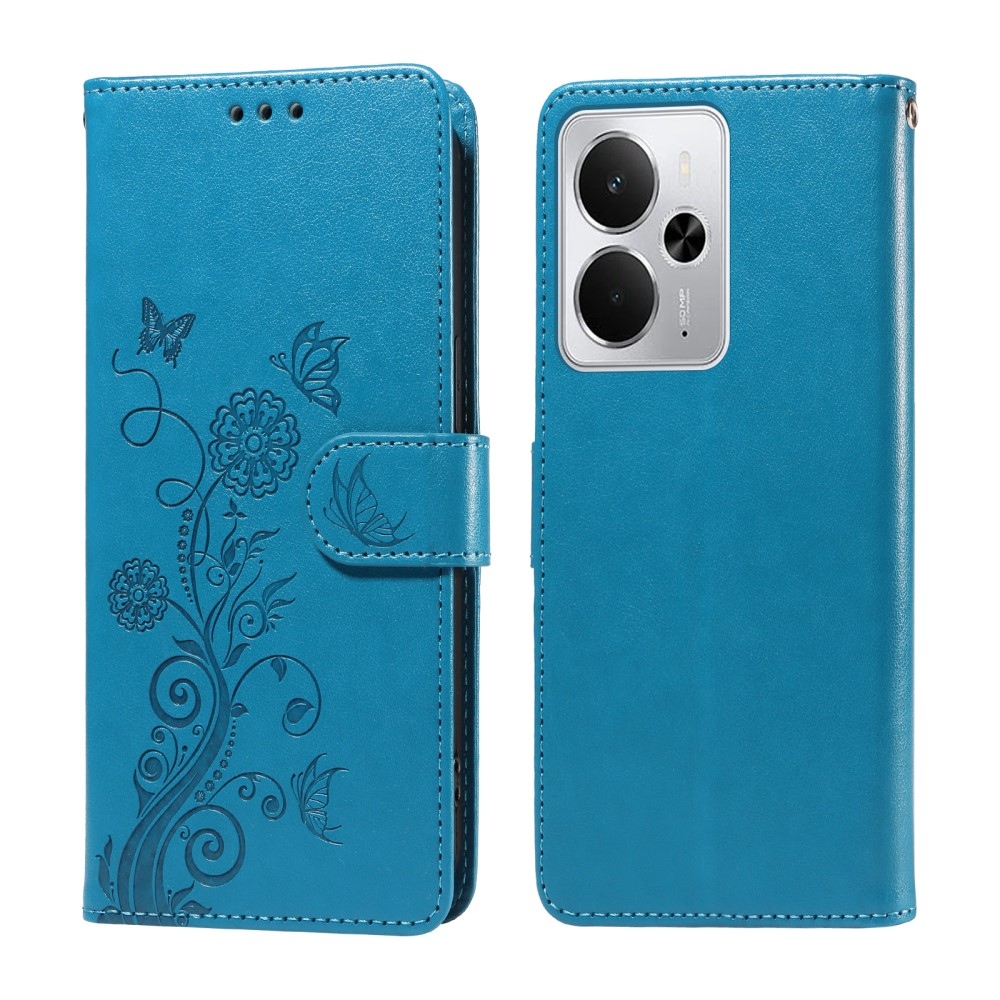Flowery knížkové pouzdro na Realme 14 5G - modré