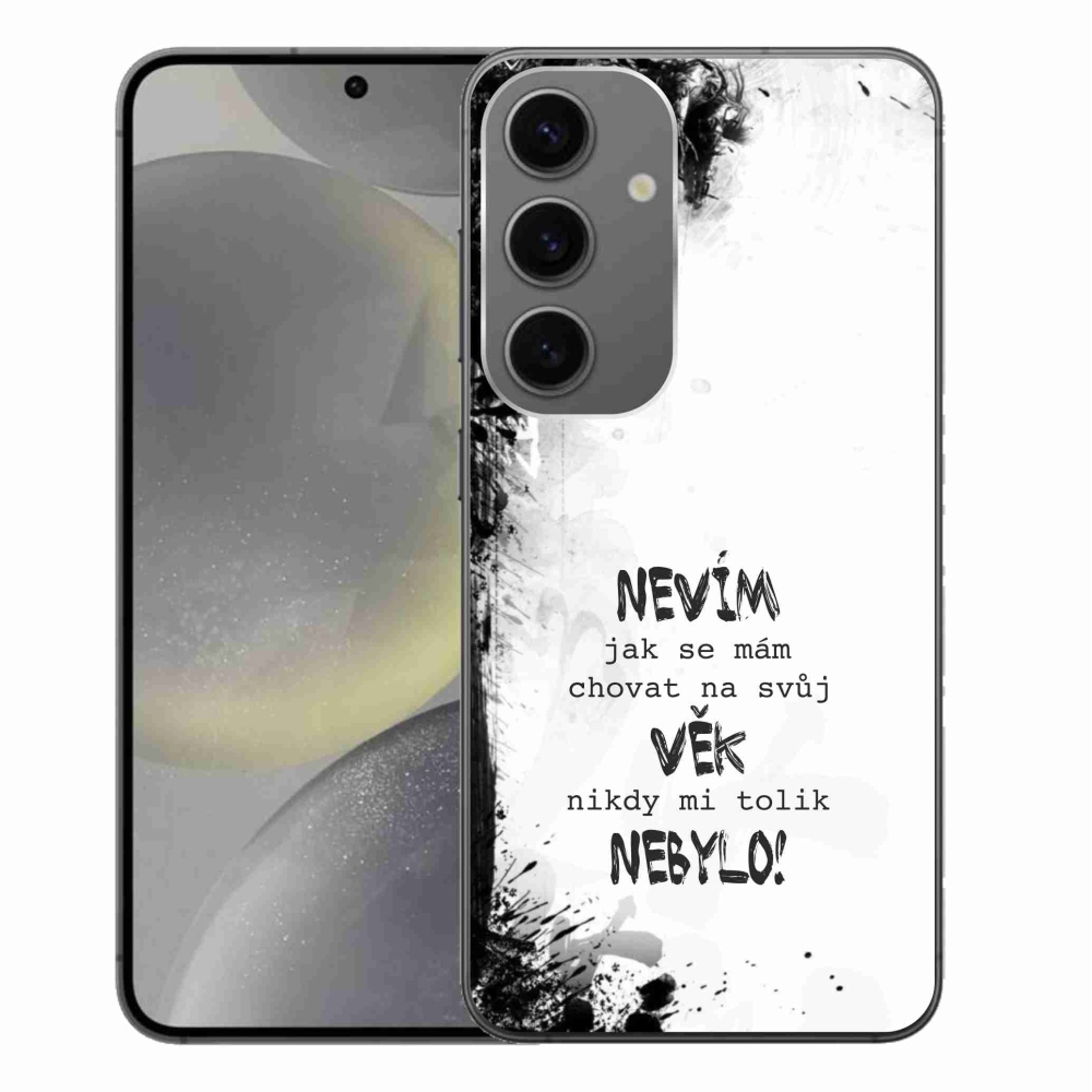 Gelový kryt mmCase na Samsung Galaxy S24+ - vtipný text 14 bílé pozadí
