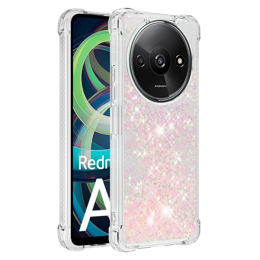 Glitter gelový přesýpací obal na Xiaomi Redmi A3 - růžový/hvězdičky