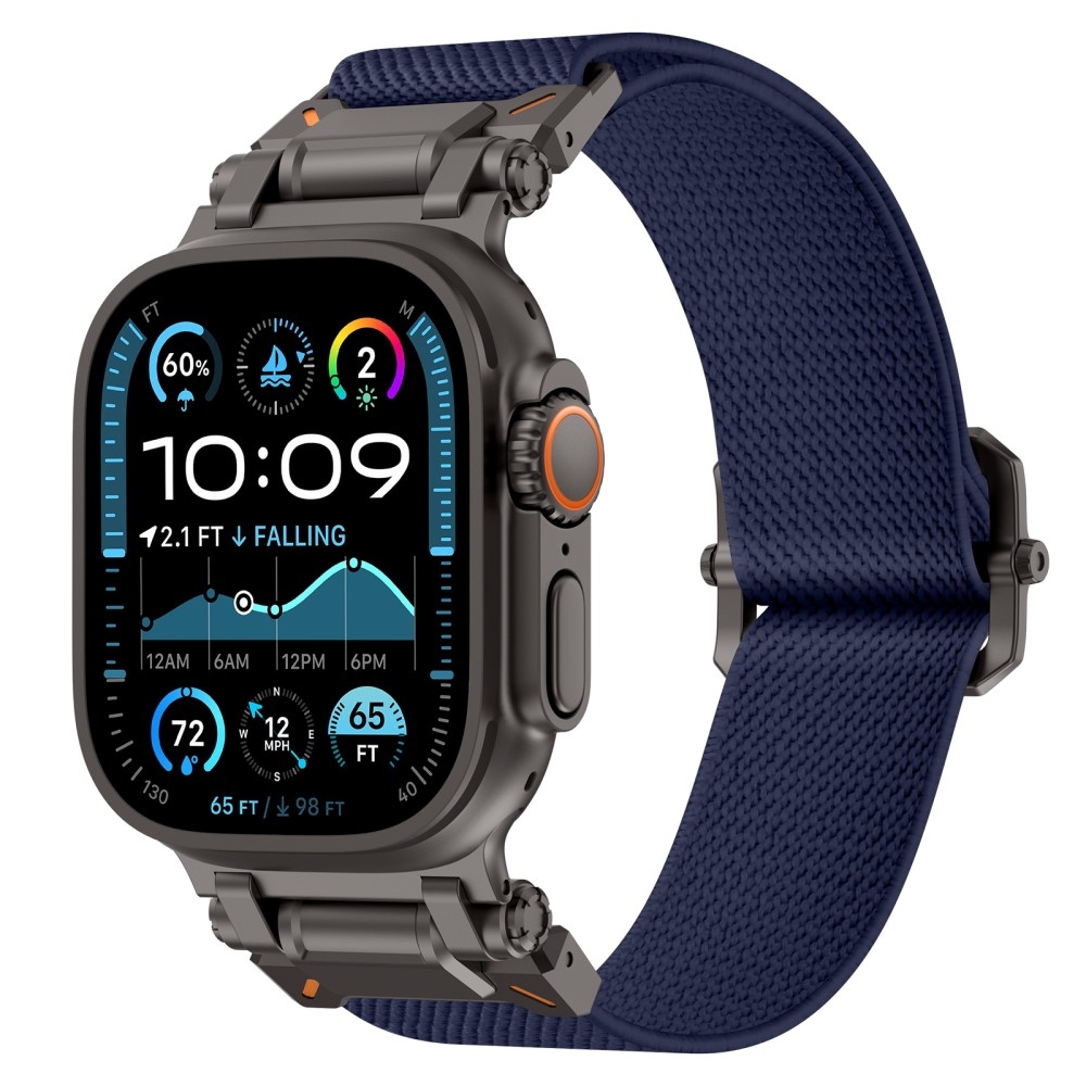 Metal nylonový řemínek na Apple Watch Ultra/Ultra 2 49mm/SE/SE 2022/2023 44mm/10 46mm/9/8/7 45mm/6/5/4 44mm/3/2/1 42 mm - modrý