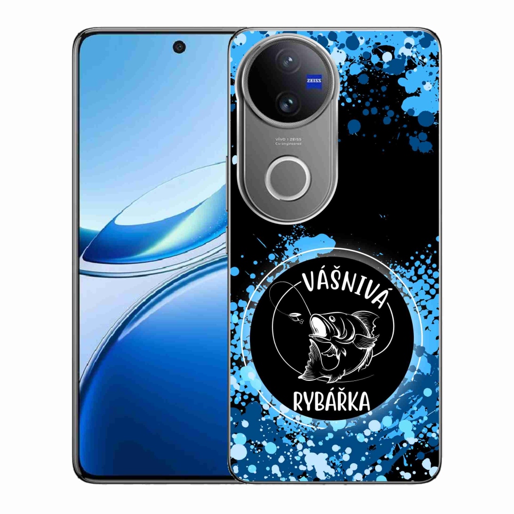 Gelový kryt mmCase na Vivo V50 5G - vášnivá rybářka černé pozadí