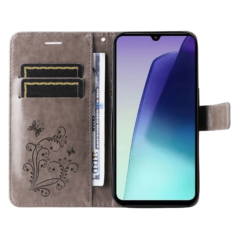 Big Butterfly knížkové pouzdro na Xiaomi Redmi 14C/Poco C75 - šedé
