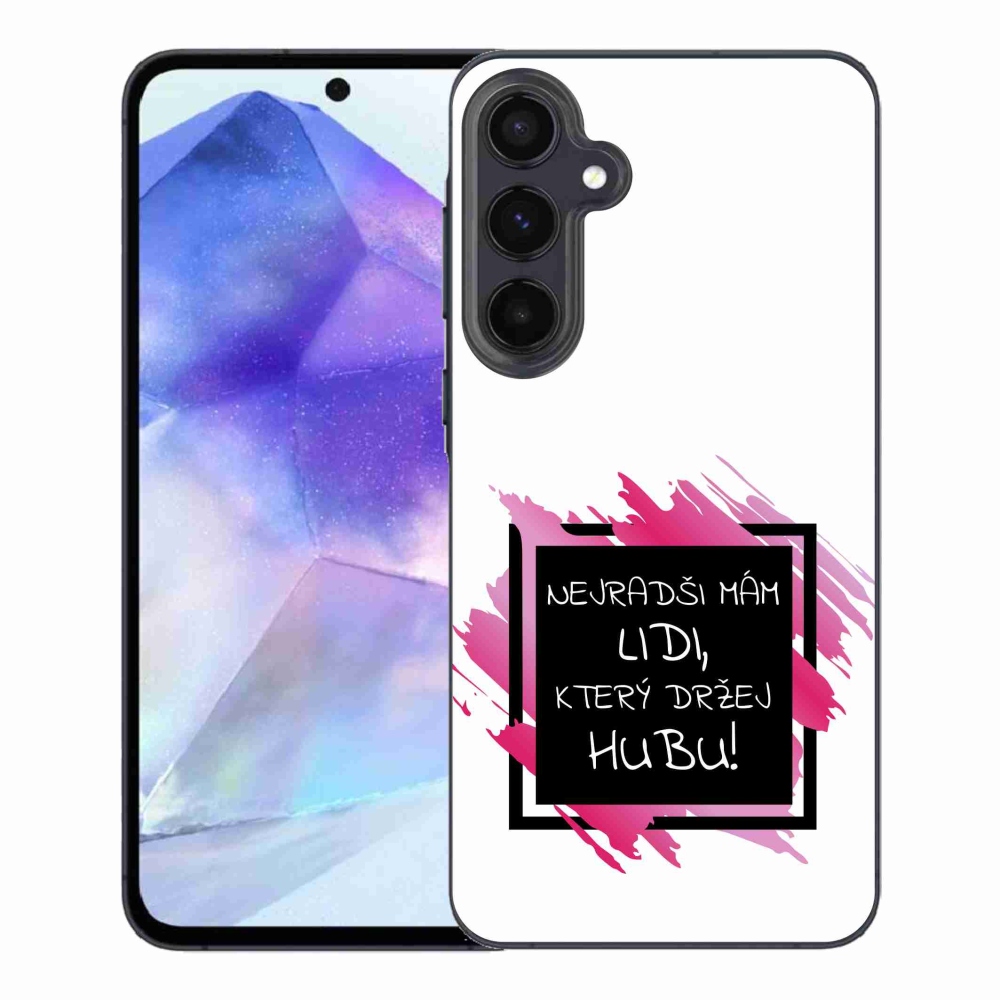 Gelový kryt mmCase na Samsung Galaxy A55 5G - vtipný text 7 černobílé pozadí