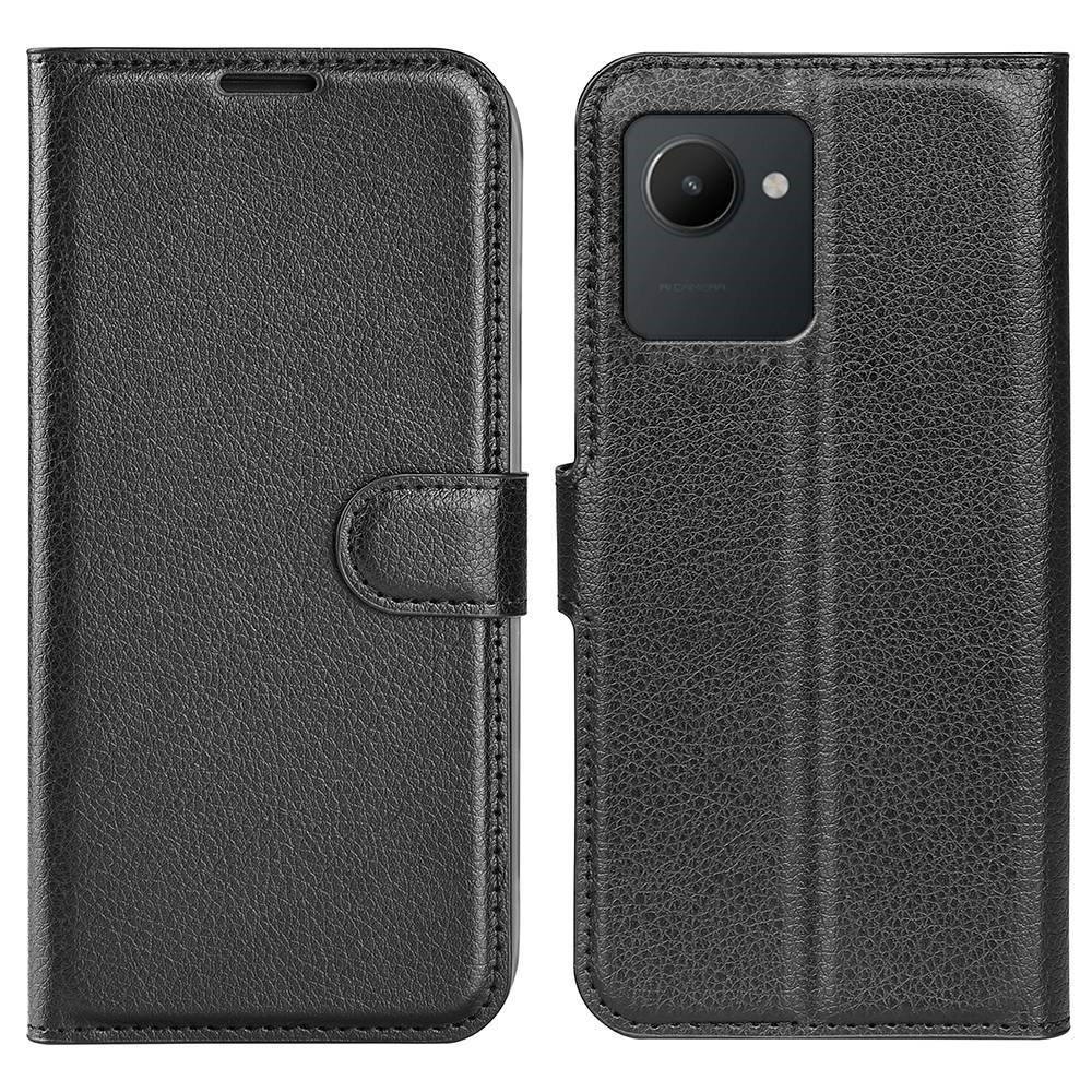 Litchi knížkové pouzdro na Realme C30 - černé