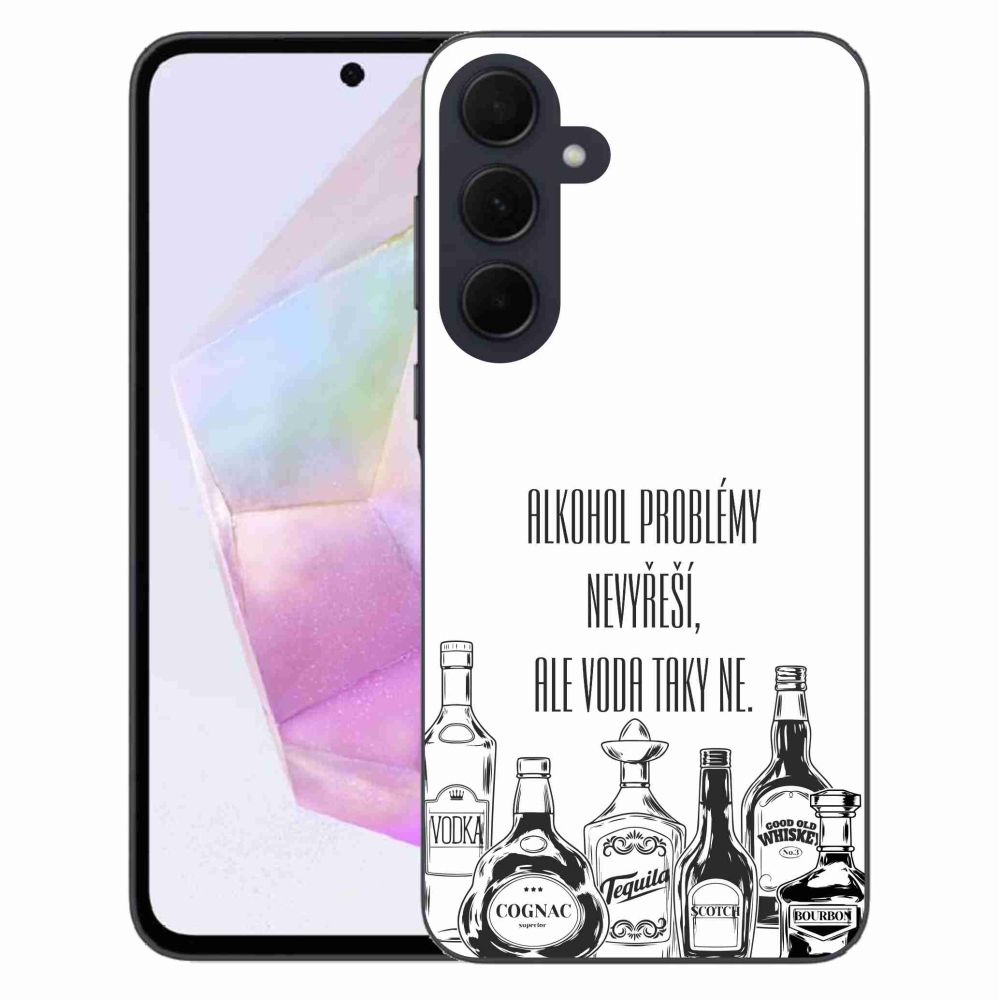 Gelový kryt mmCase na Samsung Galaxy A35 5G - vtipný text bílé pozadí