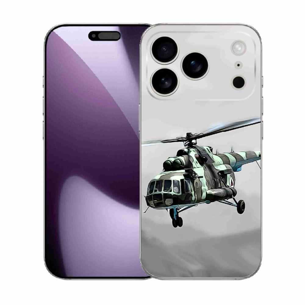 Gelový kryt mmCase na iPhone 17 Pro - vojenský vrtulník