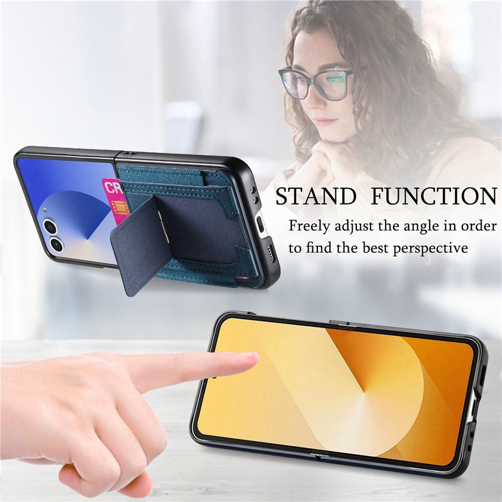 Luxurious plastový kryt s umělou kůží na Samsung Galaxy Z Flip7 5G - modrý