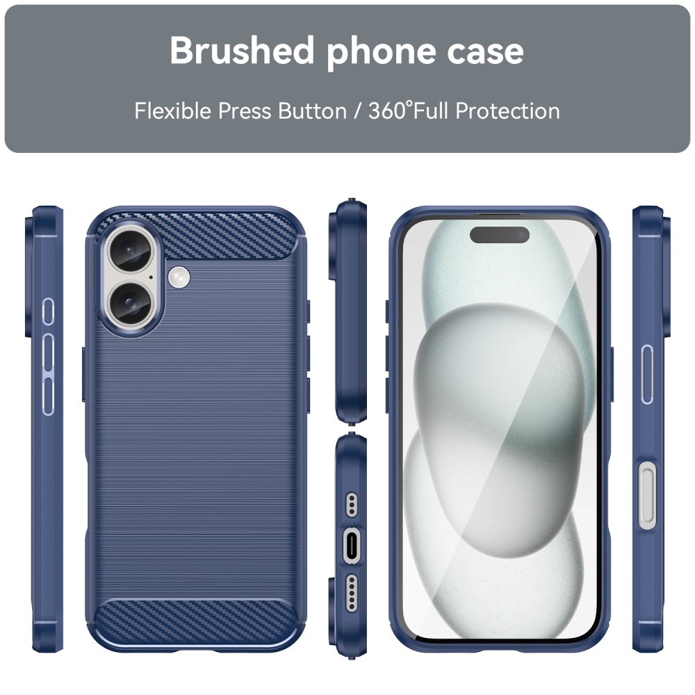 Carbon odolný gelový obal na iPhone 16 - modrý