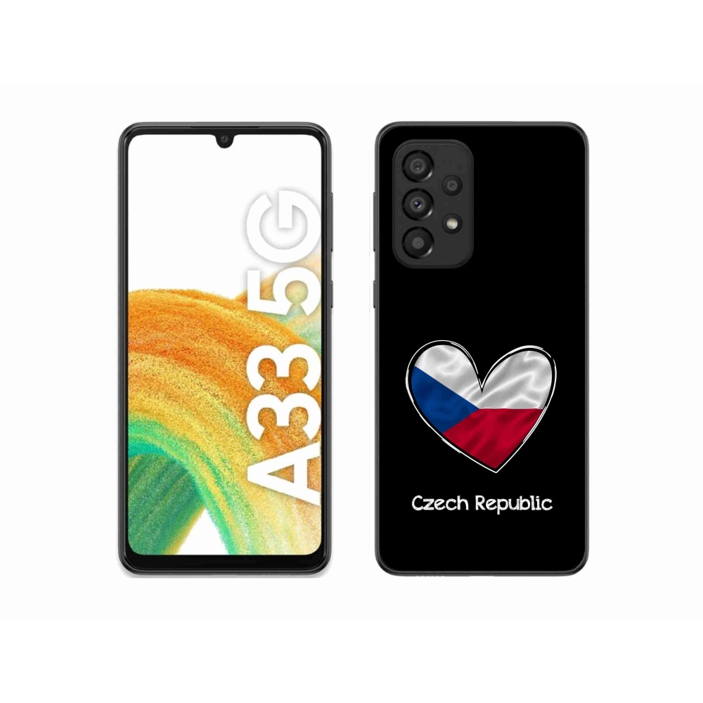 Gelový kryt mmCase na Samsung Galaxy A33 5G - vlajka srdce černé pozadí