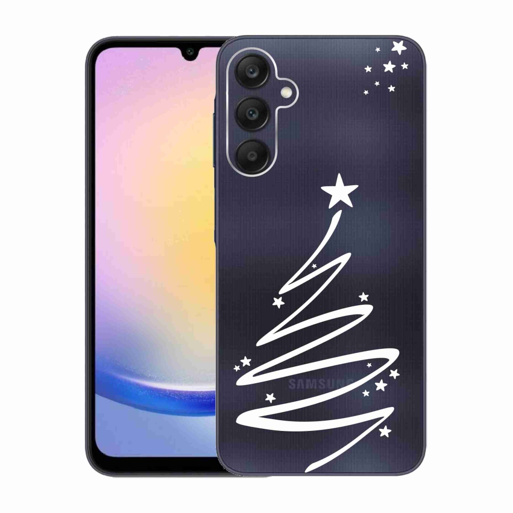 Gelový kryt mmCase na Samsung Galaxy A25 5G - bílý stromeček na průhledném pozadí