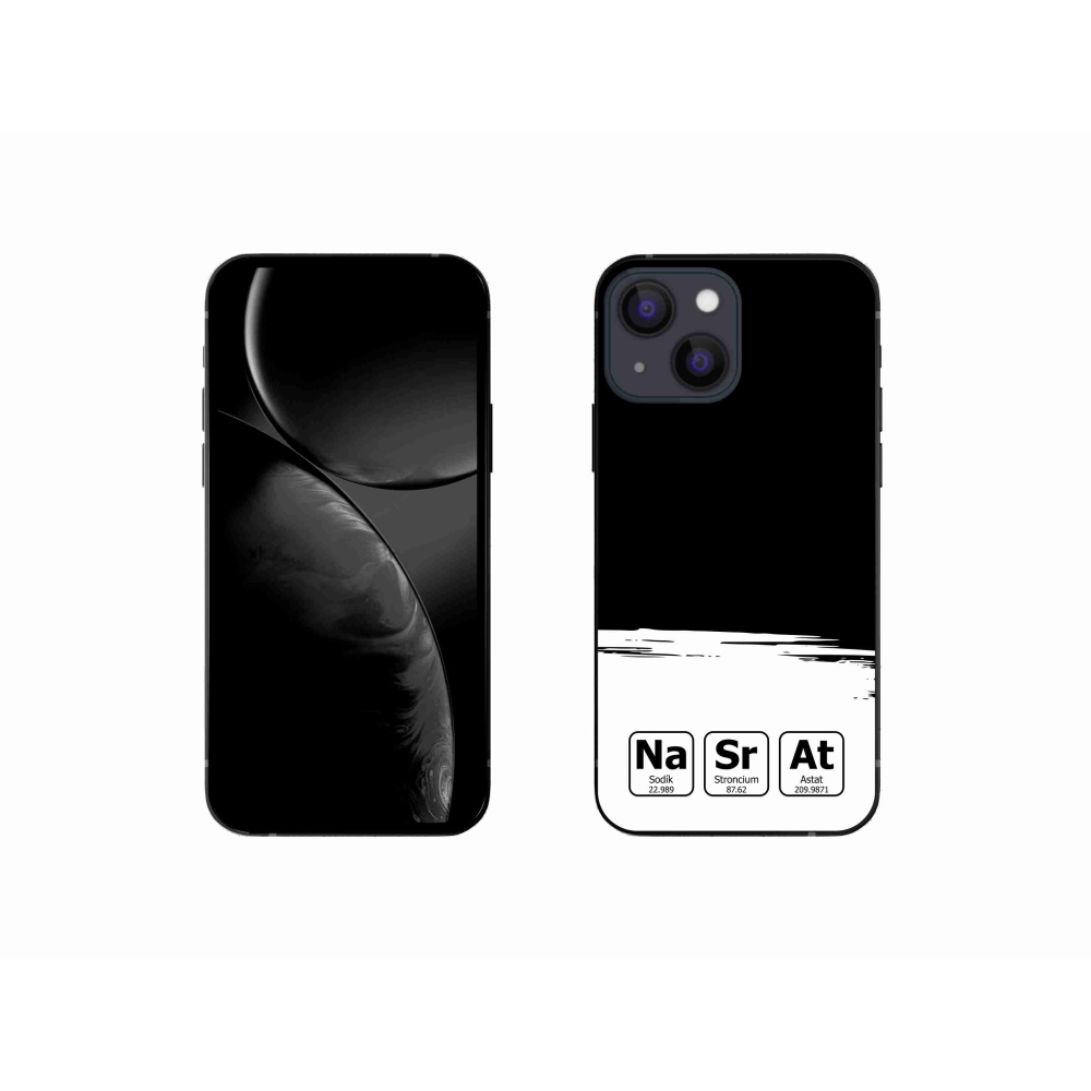 Gelový kryt mmCase na iPhone 13 mini 5.4 - chemické prvky bíločerné pozadí