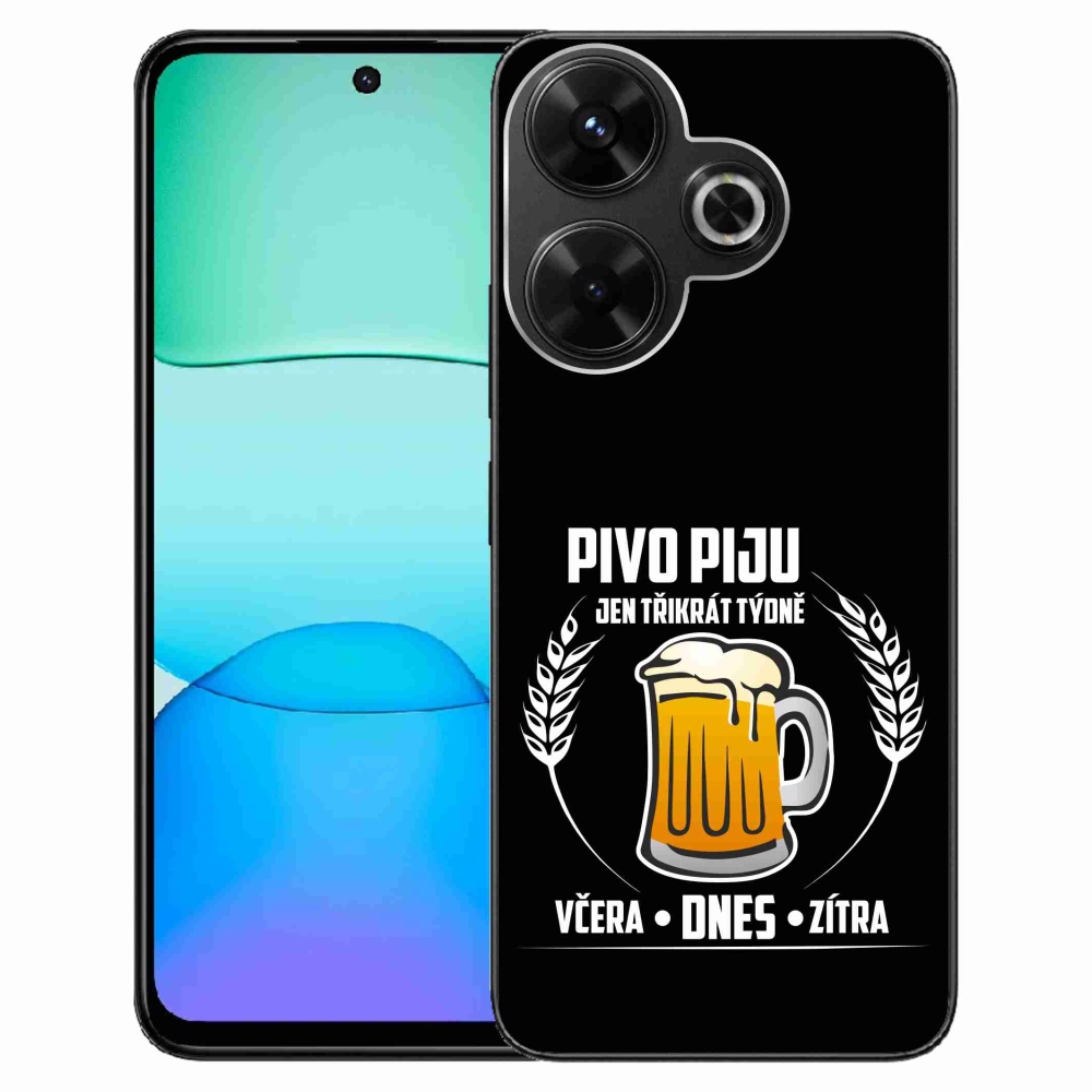 Gelový kryt mmCase na Xiaomi Redmi 13 4G/Poco M6 4G  - pivní motiv černé pozadí