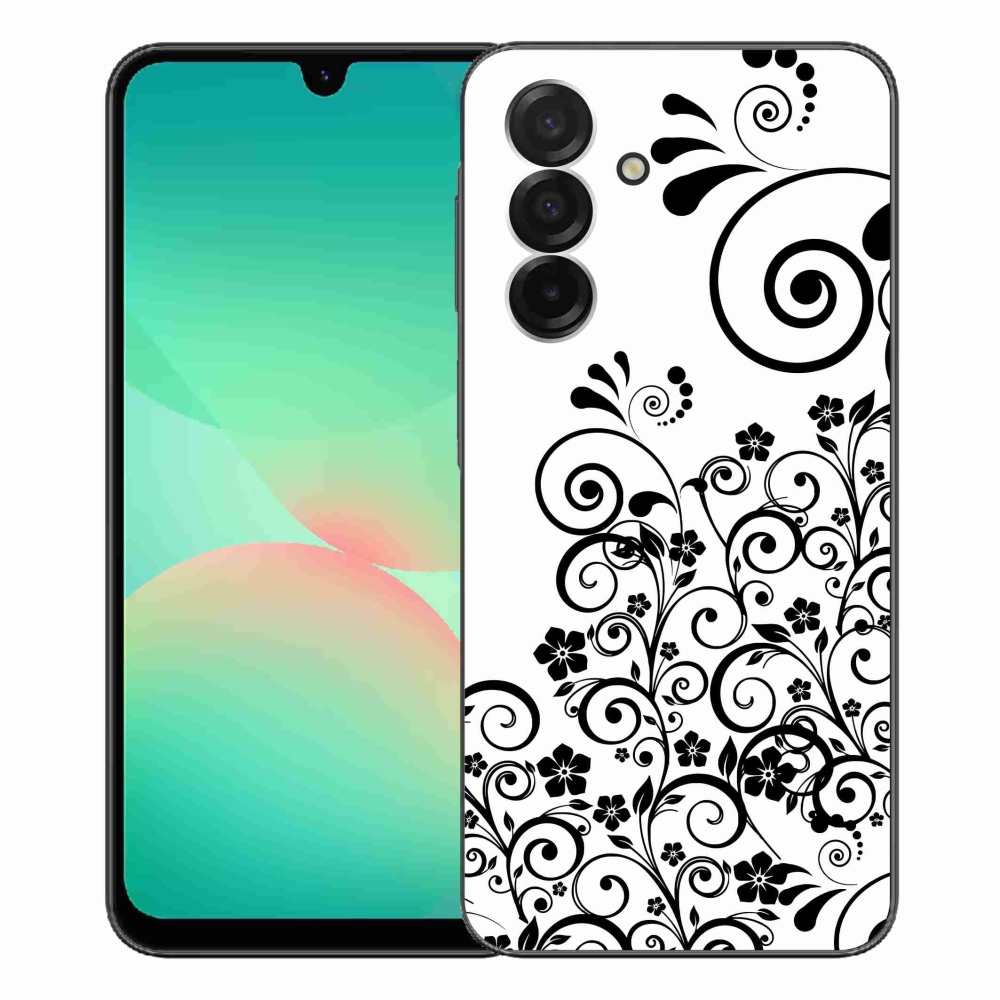 Gelový kryt mmCase na Samsung Galaxy A26 5G - černobílé květinové vzory