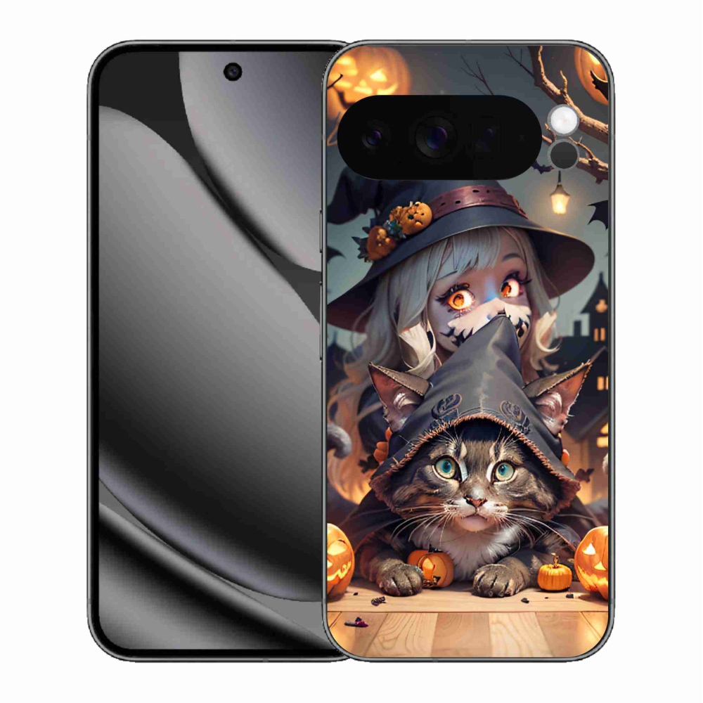 Gelový kryt mmCase na Google Pixel 10 Pro XL - čarodějnice s kočkou