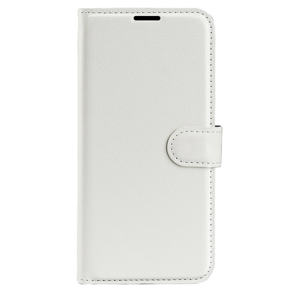 Litchi knížkové pouzdro na iPhone 15 Pro - bílé