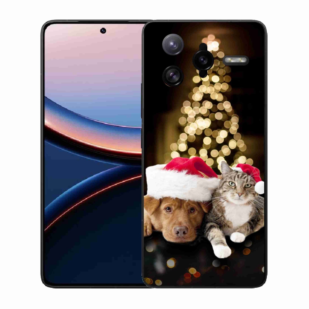 Gelový kryt mmCase na Xiaomi Poco F7 Ultra - vánoční pes a kočka