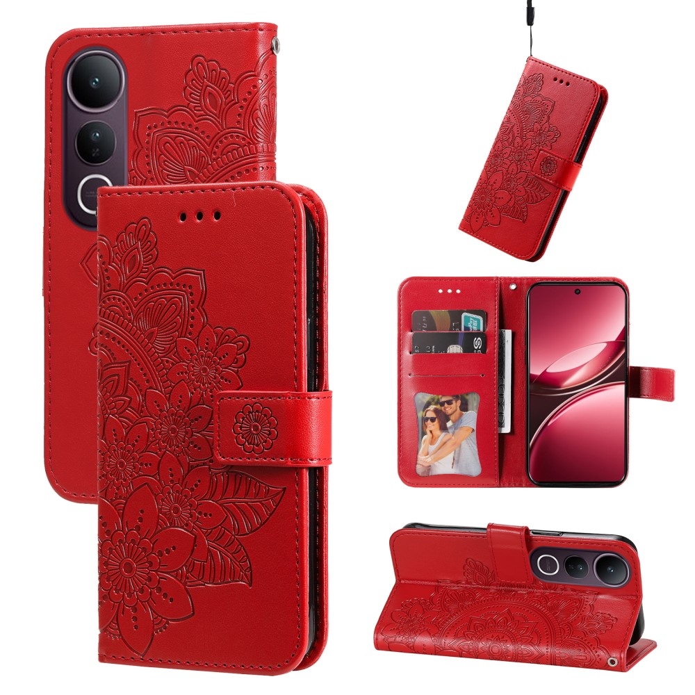 Mandala knížkové pouzdro na Vivo V50 Lite 4G/5G - červené
