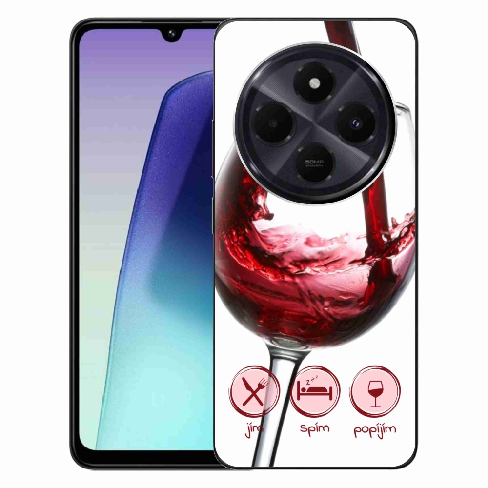 Gelový obal mmCase na Xiaomi Redmi 14C/Poco C75 - sklenička vína červené