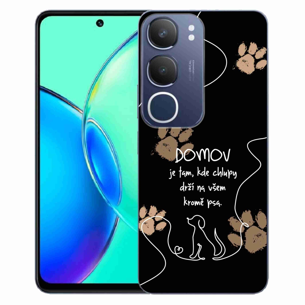 Gelový kryt mmCase na Vivo Y19s - psí motiv černé pozadí