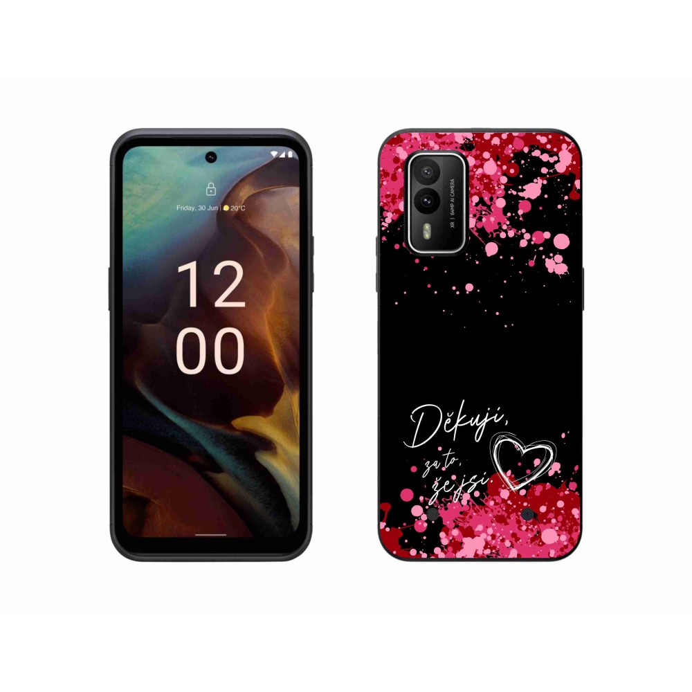 Gelový kryt mmCase na Nokia XR21 - zamilovaný text 2 černé pozadí