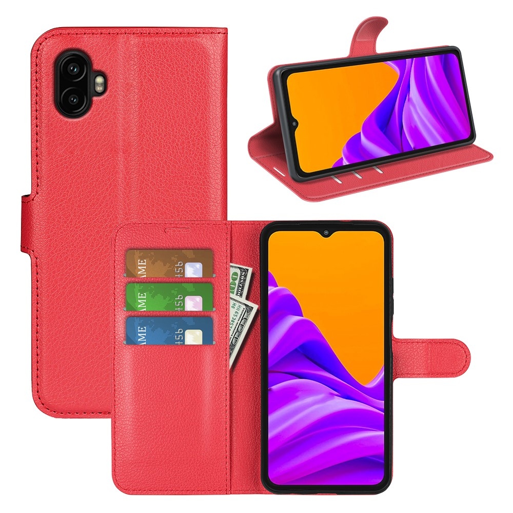 Litchi knížkové pouzdro na Samsung Galaxy Xcover 7 Pro - červené