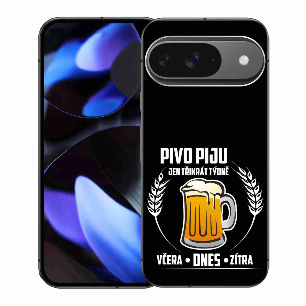 Gelový kryt mmCase na Google Pixel 9/9 Pro - pivní motiv černé pozadí