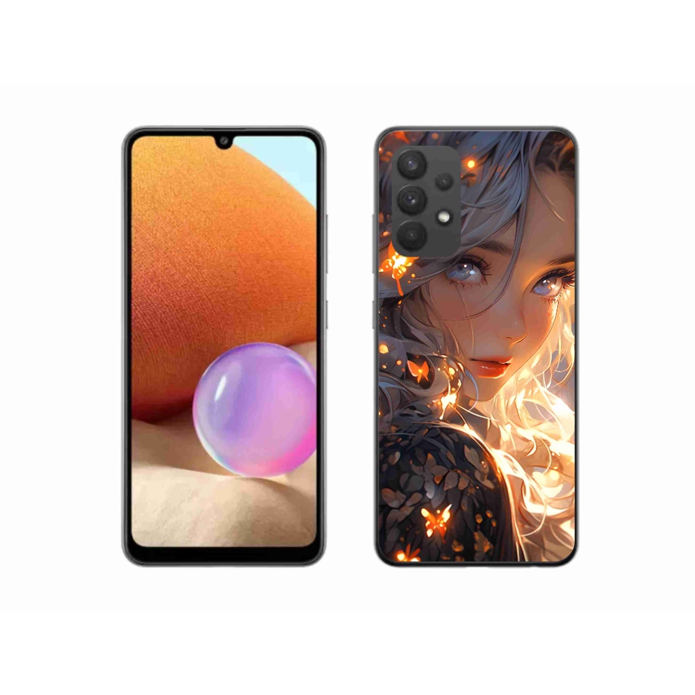 Gelový kryt mmCase na Samsung Galaxy A32 4G - dívka a motýli