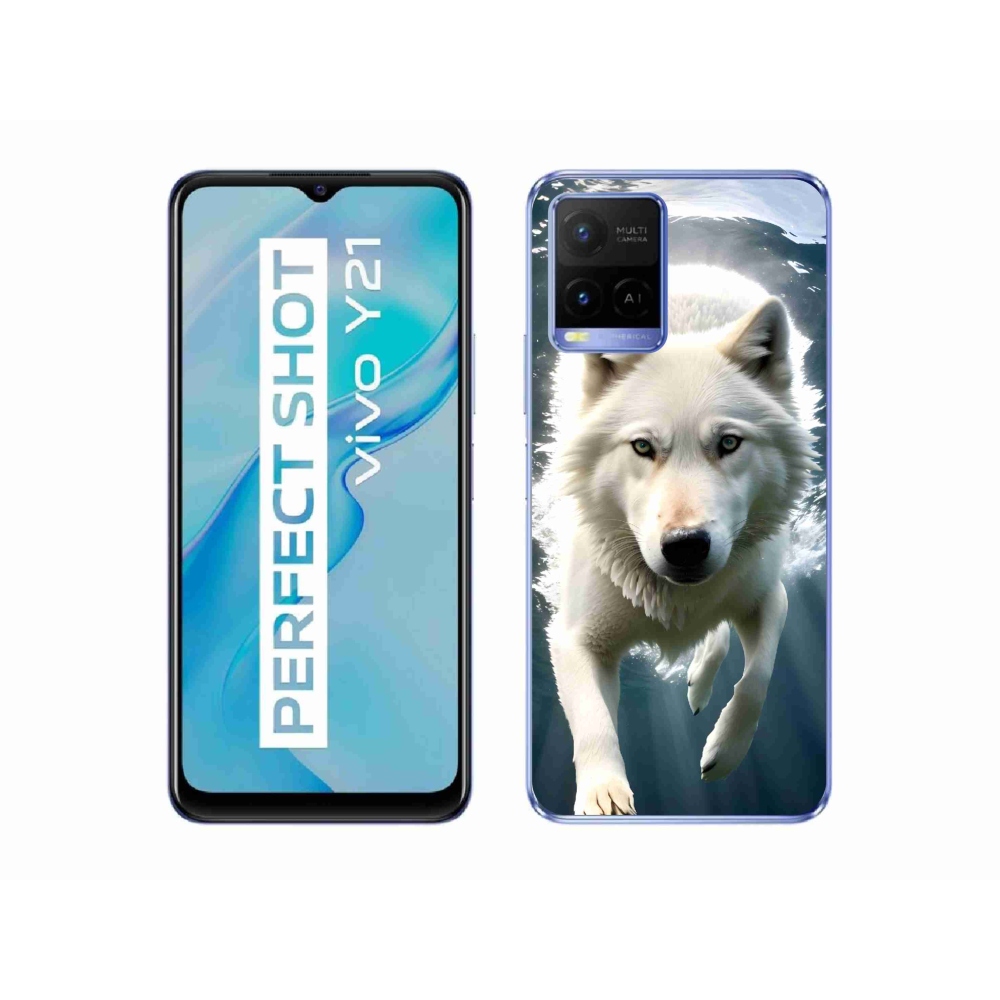 Gelový kryt mmCase na Vivo Y21/Y21s/Y33s - bílý vlk