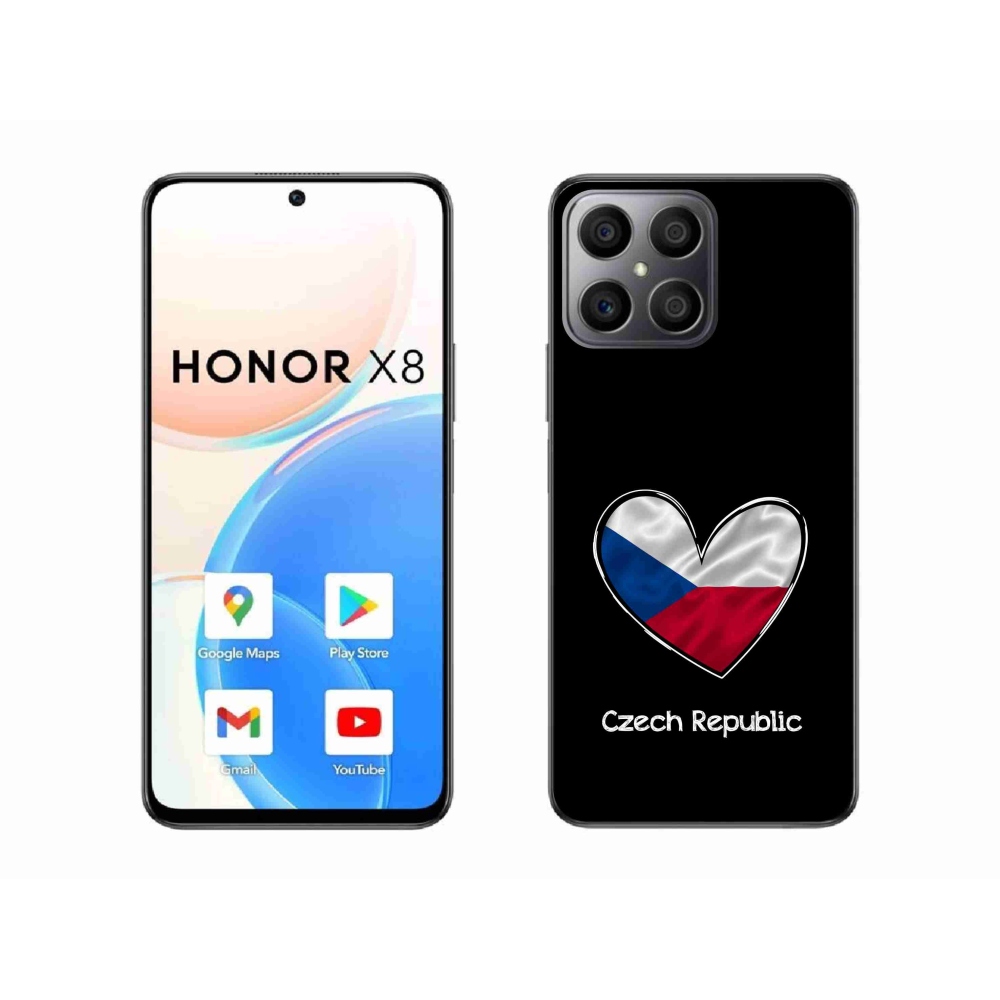Gelový kryt mmCase na Honor X8 4G - vlajka srdce černé pozadí