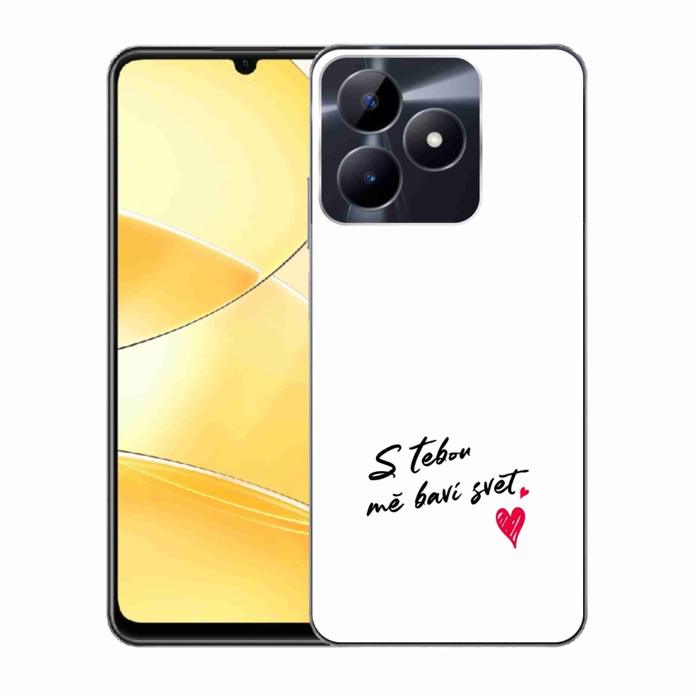 Gelový kryt mmCase na Realme C51/C53 - zamilovaný text 1 bílé pozadí