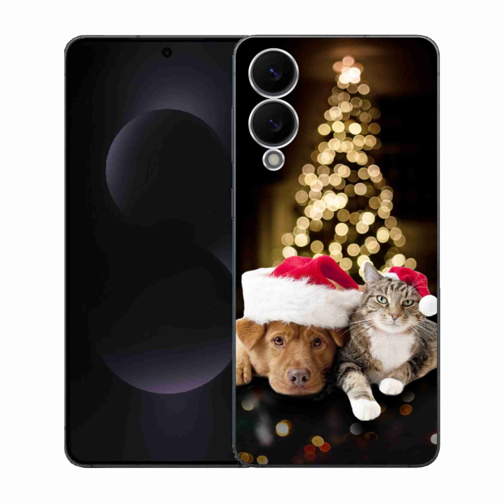 Gelový kryt mmCase na Samsung Galaxy S25 Edge - vánoční pes a kočka
