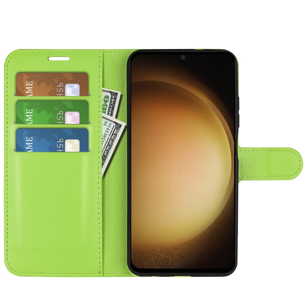 Litchi knížkové pouzdro na Samsung Galaxy S24+ - zelené