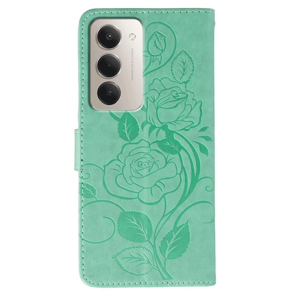 Roses knížkové pouzdro na Xiaomi Redmi 15 5G - modrozelené