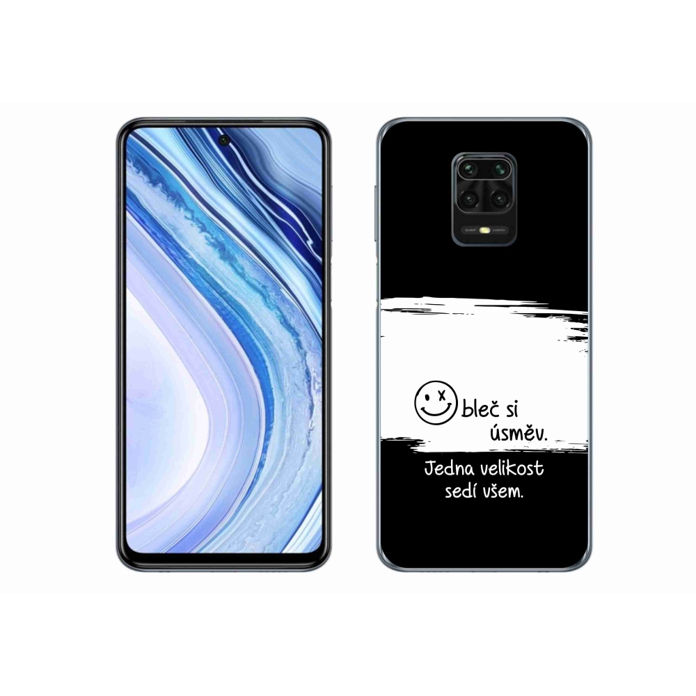 Gelový kryt mmCase na Xiaomi Redmi Note 9S - vtipný text 8 bíločerné pozadí