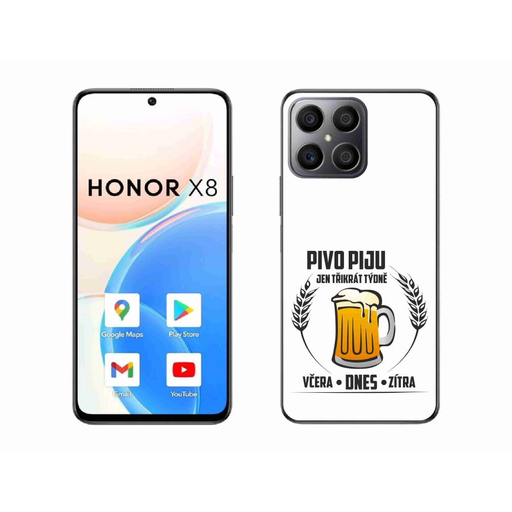 Gelový kryt mmCase na Honor X8 4G - pivní motiv bílé pozadí