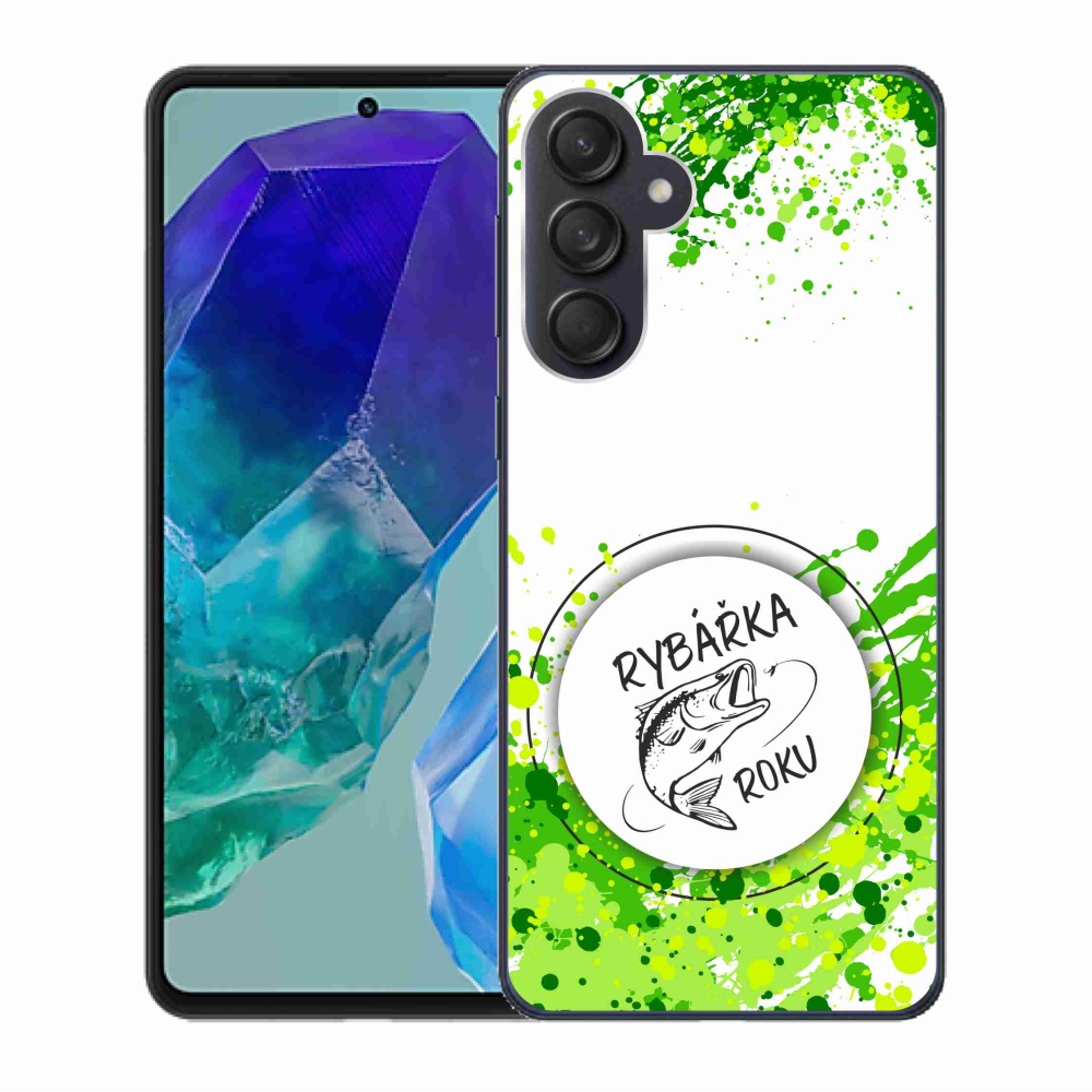 Gelový kryt mmCase na Samsung Galaxy M55 5G - rybářka roku bílé pozadí