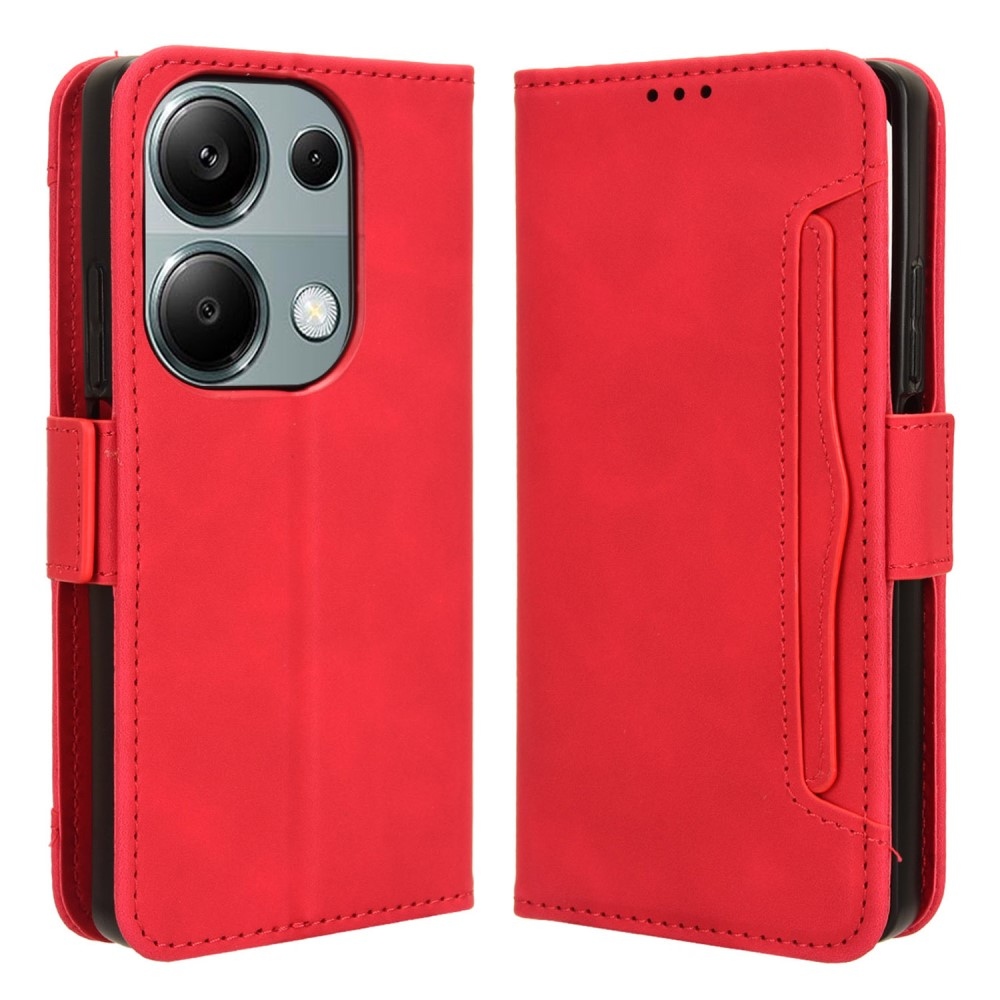 Cards knížkové pouzdro na Xiaomi Redmi Note 14S/Note 13 Pro 4G/Poco M6 Pro - červené
