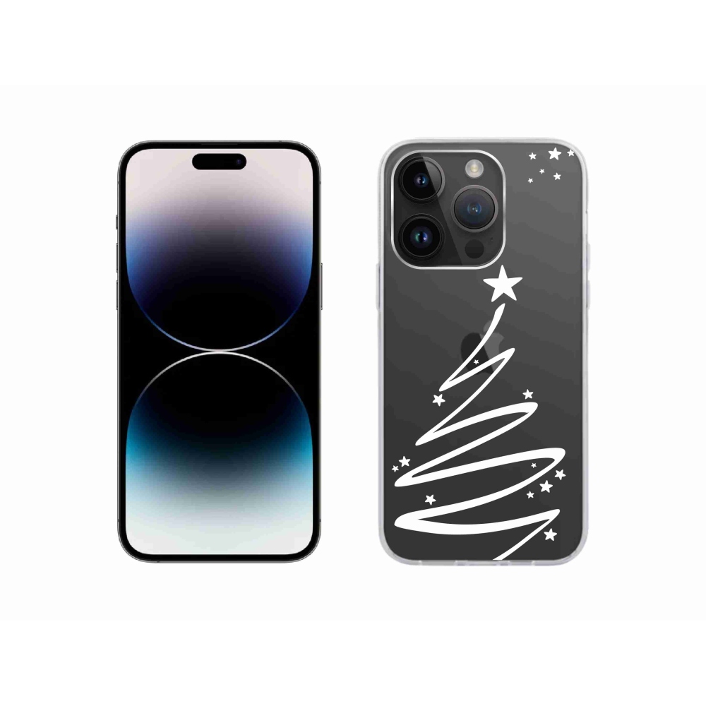Gelový kryt mmCase na iPhone 14 Pro - bílý stromeček na průhledném pozadí